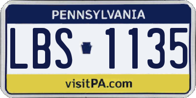 PA license plate LBS1135