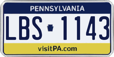 PA license plate LBS1143