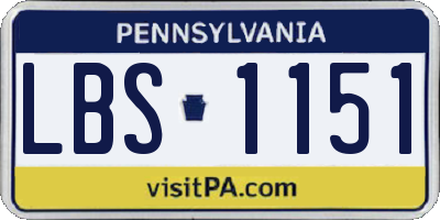 PA license plate LBS1151