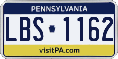 PA license plate LBS1162