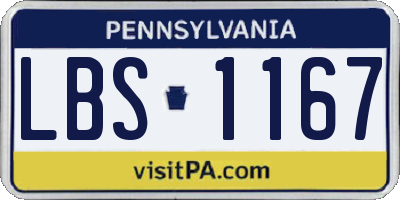 PA license plate LBS1167