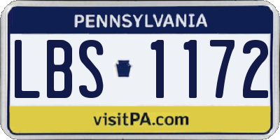 PA license plate LBS1172