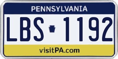 PA license plate LBS1192