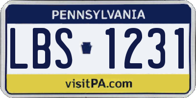 PA license plate LBS1231