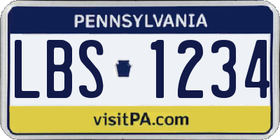 PA license plate LBS1234