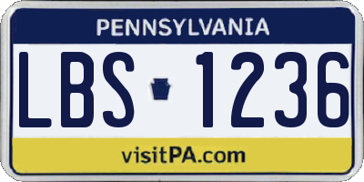 PA license plate LBS1236