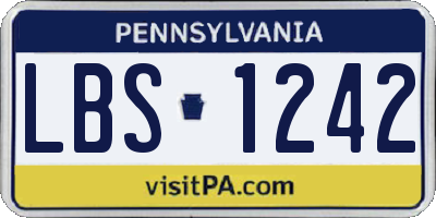 PA license plate LBS1242