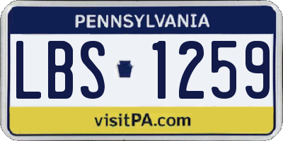PA license plate LBS1259