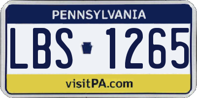 PA license plate LBS1265