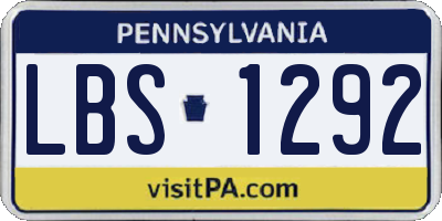 PA license plate LBS1292