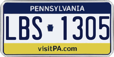 PA license plate LBS1305