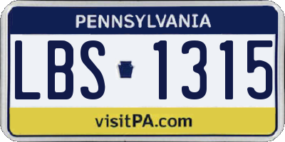 PA license plate LBS1315