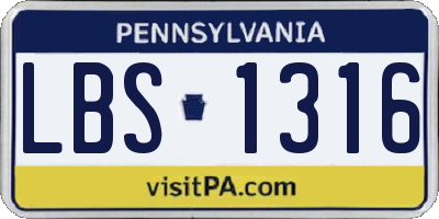 PA license plate LBS1316