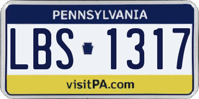 PA license plate LBS1317