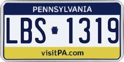 PA license plate LBS1319