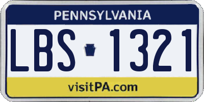 PA license plate LBS1321