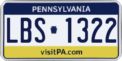 PA license plate LBS1322