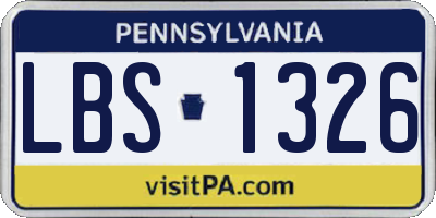 PA license plate LBS1326
