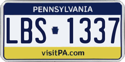 PA license plate LBS1337