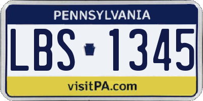 PA license plate LBS1345
