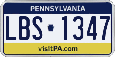 PA license plate LBS1347
