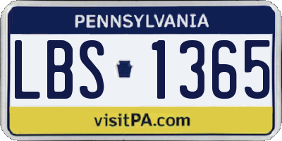 PA license plate LBS1365