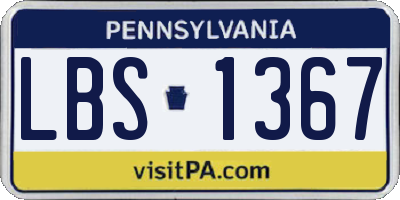 PA license plate LBS1367