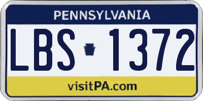 PA license plate LBS1372