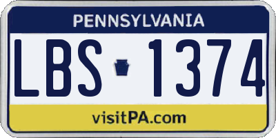 PA license plate LBS1374