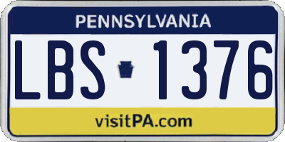 PA license plate LBS1376