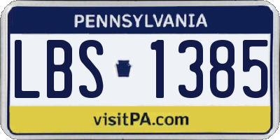 PA license plate LBS1385