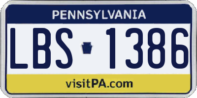 PA license plate LBS1386
