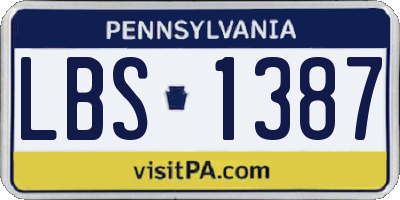 PA license plate LBS1387