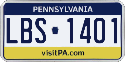 PA license plate LBS1401