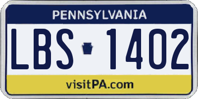 PA license plate LBS1402