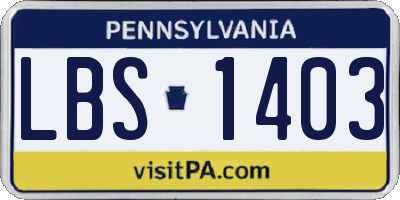 PA license plate LBS1403