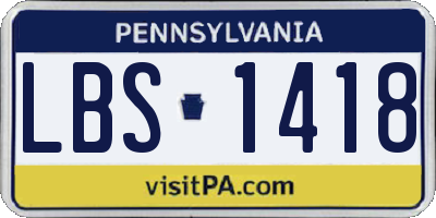 PA license plate LBS1418