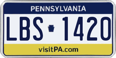 PA license plate LBS1420