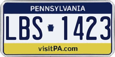 PA license plate LBS1423