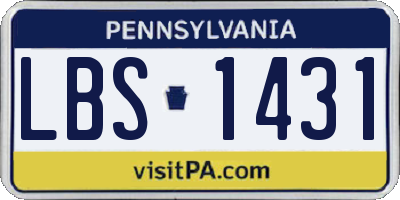 PA license plate LBS1431