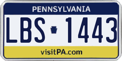 PA license plate LBS1443