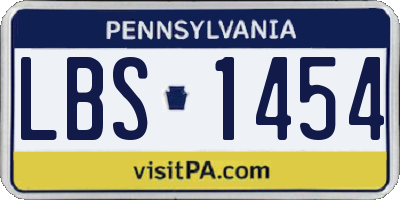 PA license plate LBS1454