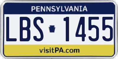 PA license plate LBS1455