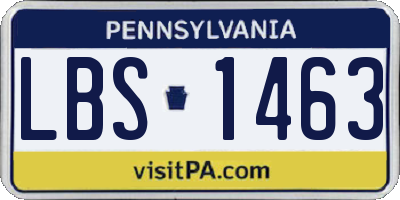 PA license plate LBS1463