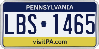 PA license plate LBS1465