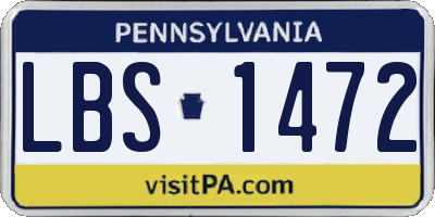 PA license plate LBS1472