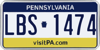 PA license plate LBS1474