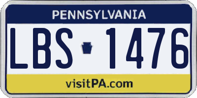 PA license plate LBS1476