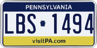 PA license plate LBS1494