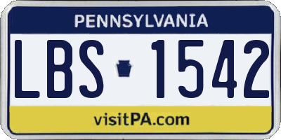 PA license plate LBS1542